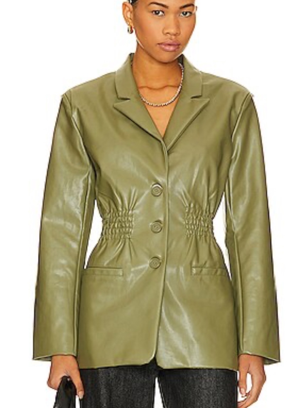 Steve Madden Olive Faux Leather Blazer Jacket